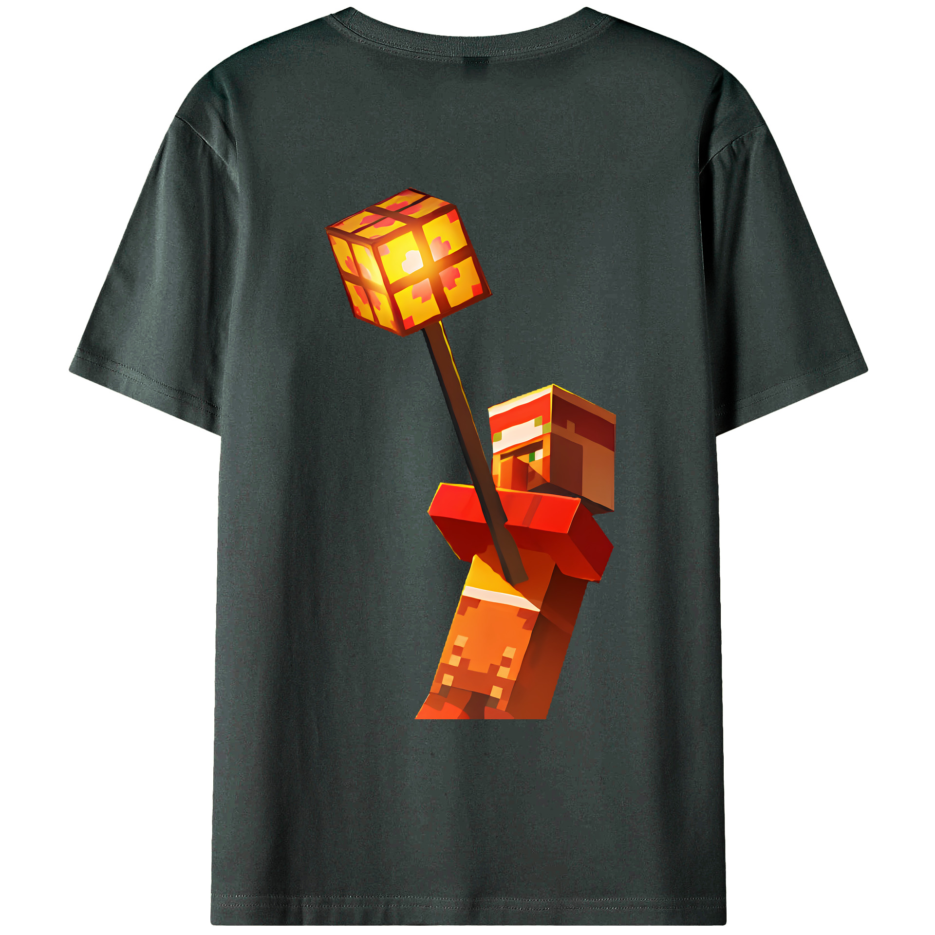 （画像用） マインクラフト ブロックの世界 Minecraft MC Block world 綿100％ メンズ半袖Tシャツ（バックプリント） 通気性